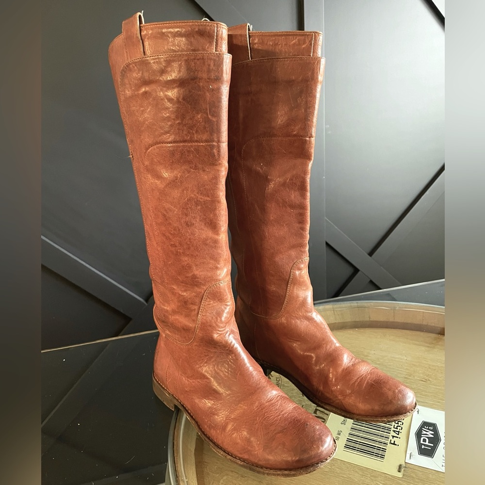 Frye Paige Tall Riding Boot 16” shaft knee height women’s sz 9 Carmel Cognac